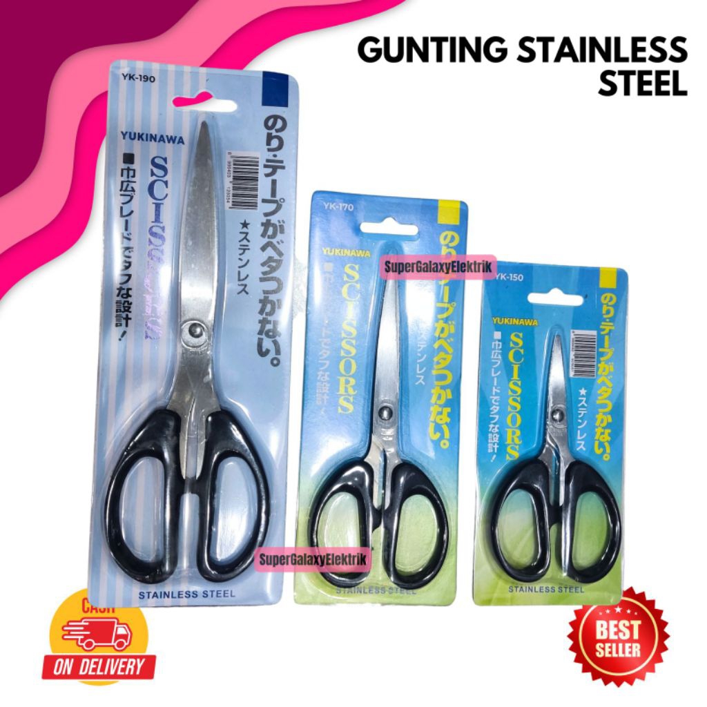 Gunting Tajam Kertas Kain Tajam Lancip Stainless Steel Ukuran Kecil Sedang Besar