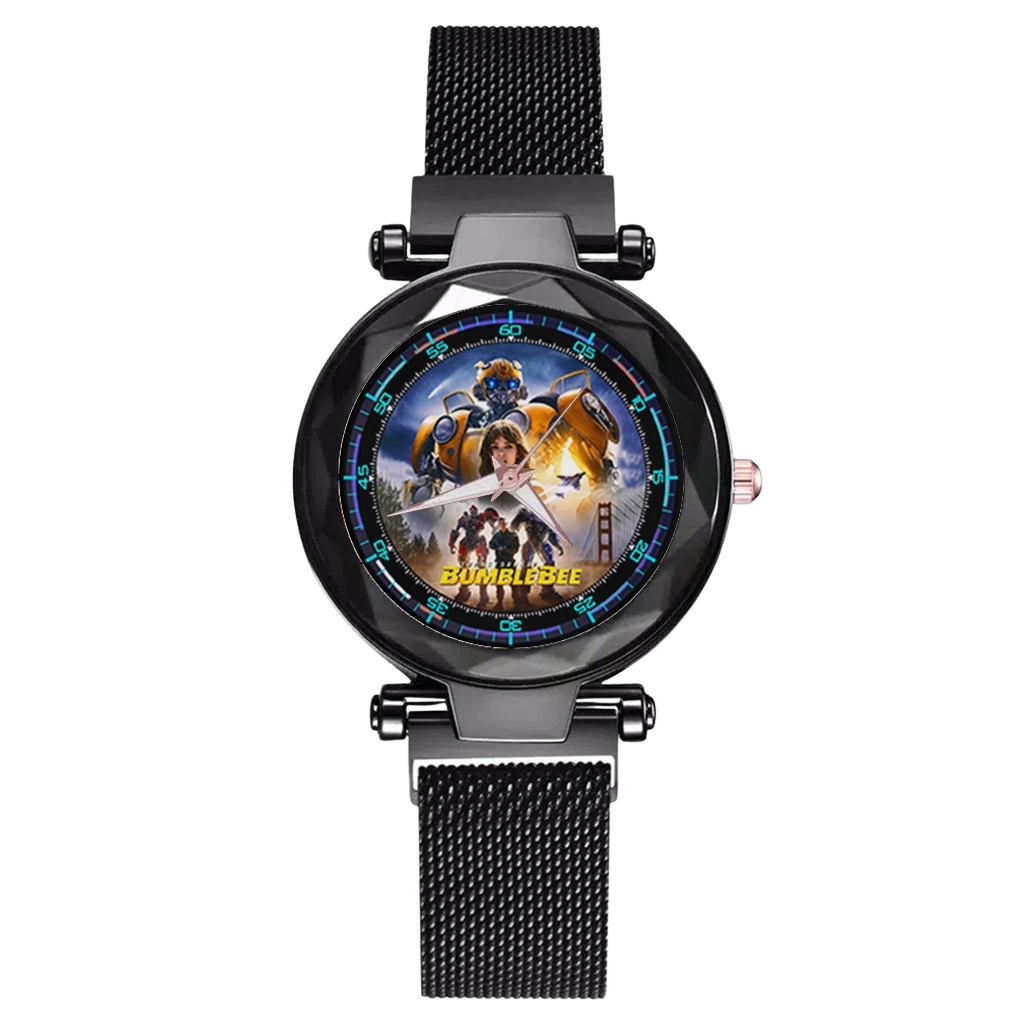 Jam Tangan Wanita Motif TRANSFORMER BUMBLEBEE  Free Box & Baterai Cadangan