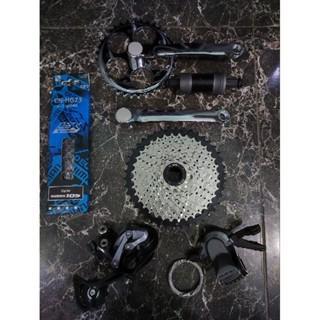 Groupset Shimano 8 9 Speed Altus M370 Alivio M4000 Cassette Kalcer 40T 42T with Crankset Kotak Singl