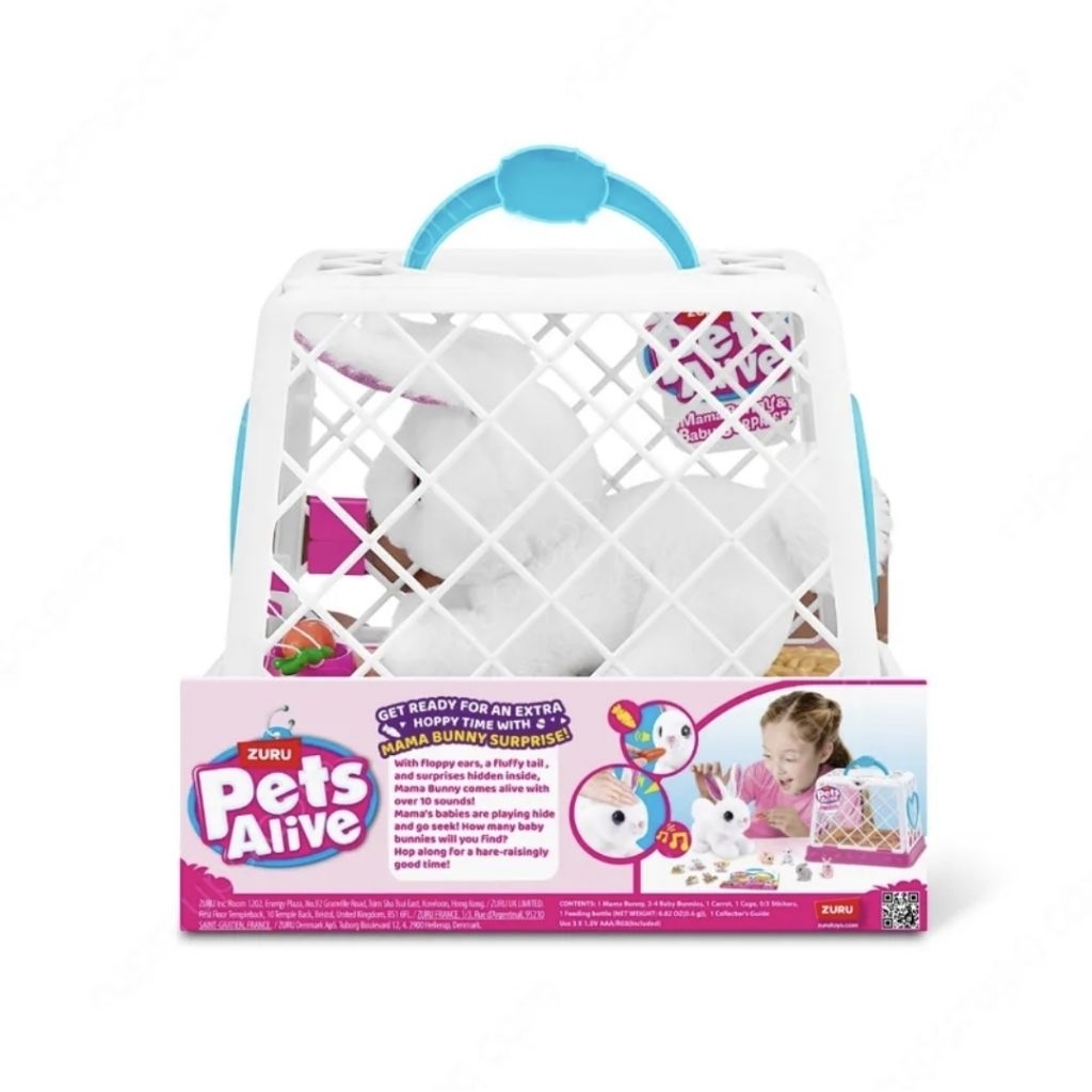 NIkata Toys - AA1 [KINGDOM] Zuru Set Boneka Pets Alive Mama Bunny & Baby - Putih