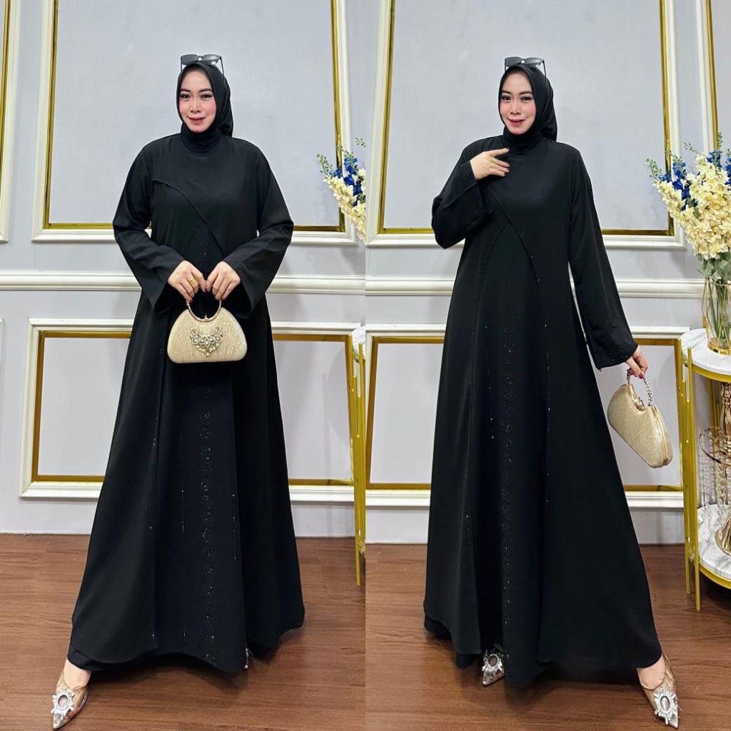 LIANA - Zahra abaya | Abaya Hitam | mutiara Hitam | Abaya Umrah / Haji