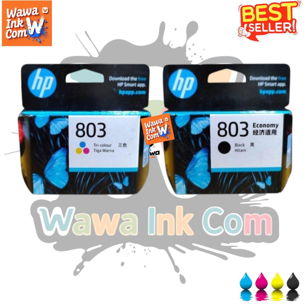 1SET TINTA CARTRIDGE HP 803 BLACK AND COLOUR ORIGINAL HP DeskJet 1110 HP DeskJet 1115 HP DeskJet 213