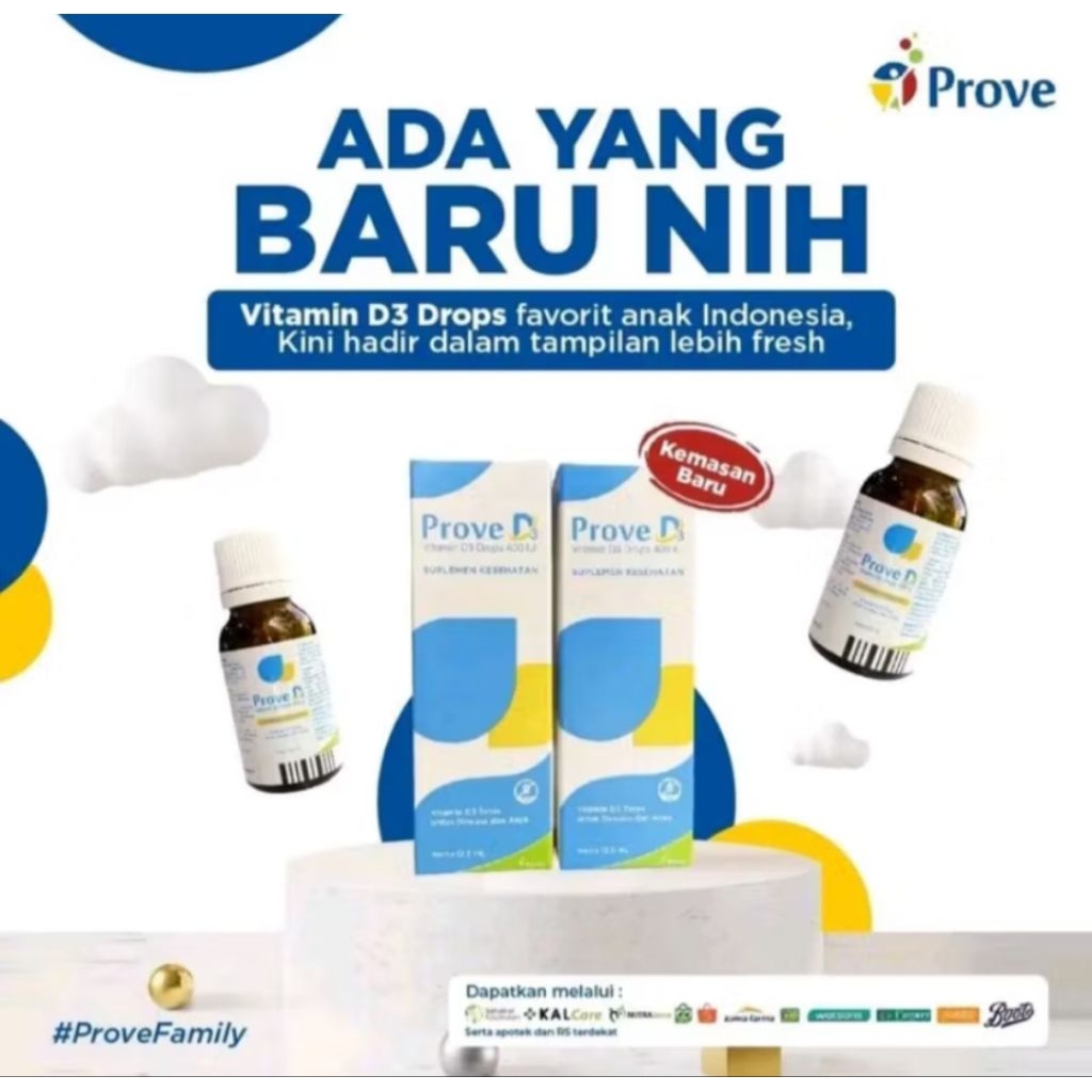 prove D3 drop vitamin D3 400IU untuk bayi anak-anak dan dewasa