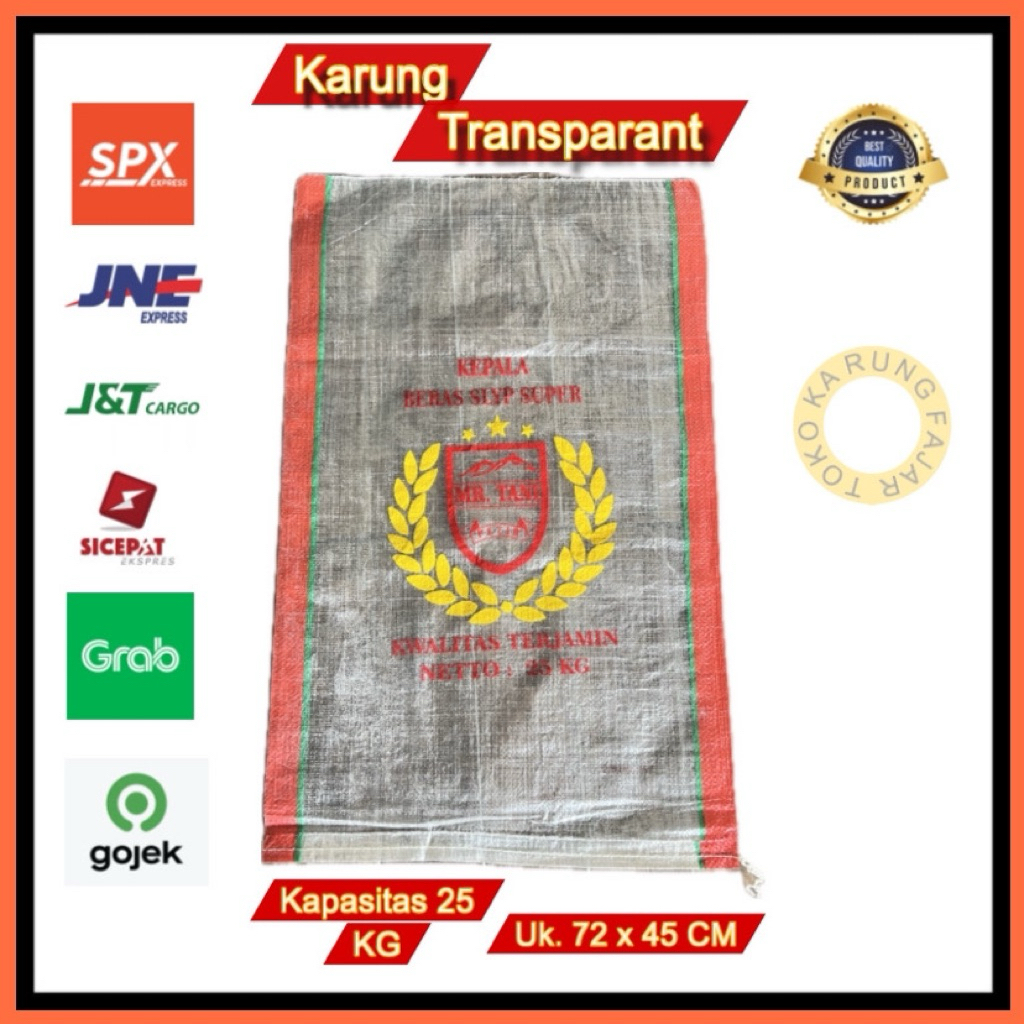 Karung Plastik Transparant Baru 25KG 73x45 CM // Karung Beras Baru 25KG // Karung Plastik Bersih dan