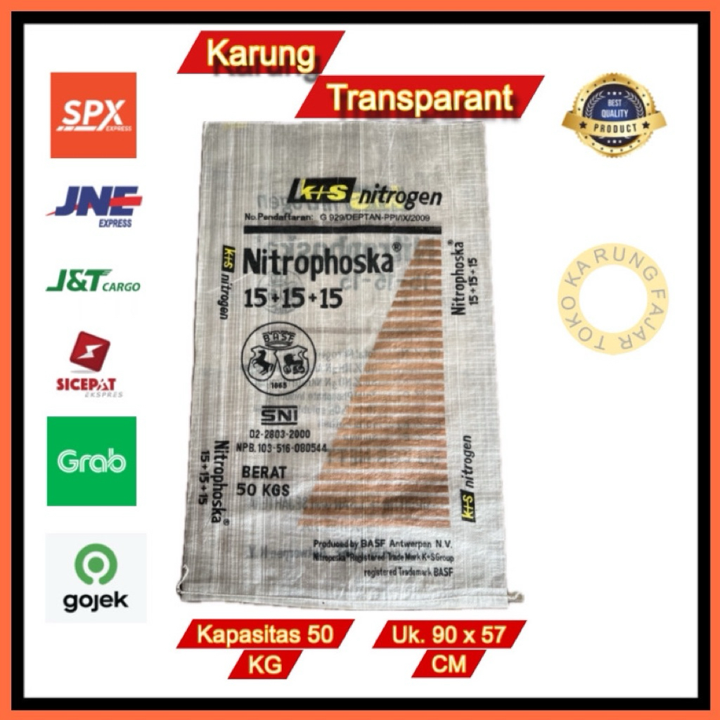 Karung Pupuk Bening Kapasitas 50KG 90X56 CM // Karung Plastik Bening Baru.