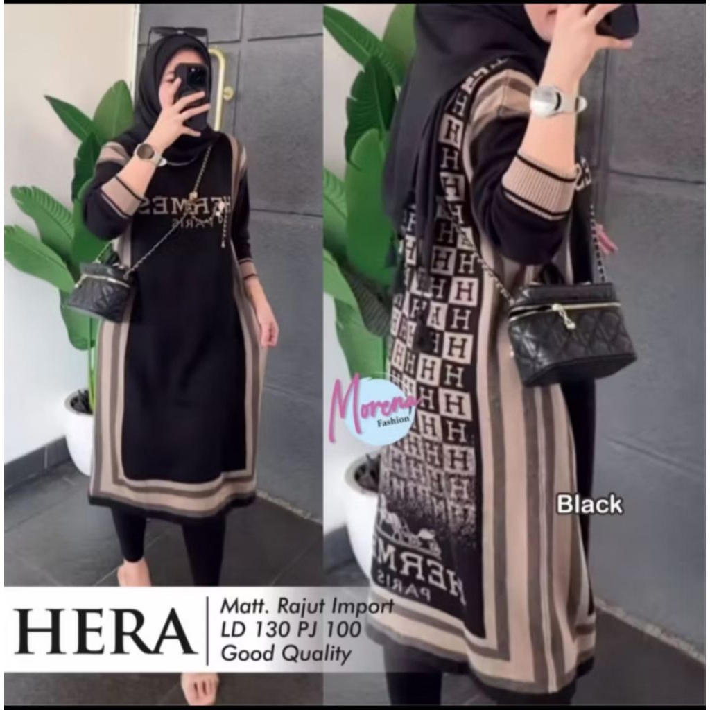 Ready Stok Siap Kirim • Hera Tunic Jumbo • Matt Rajut Premium Ld 130 Masih Melar Pj 100