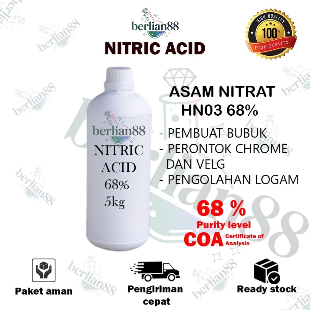 Nitric Acid 5kg / Asam Nitrat / Belgia 68% / HNO3 / Perontok Krom - Chrome remover - Peluntur warna 