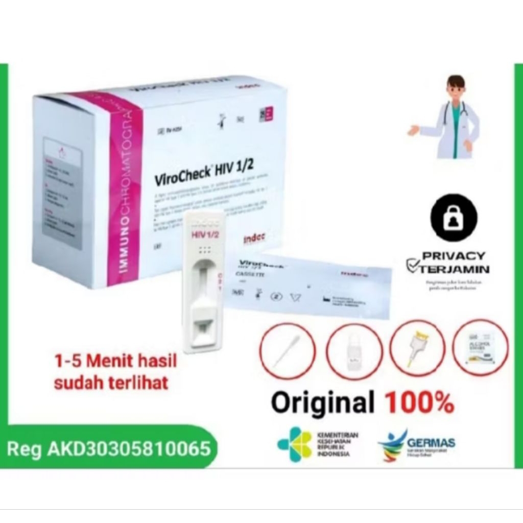ViroCheck HIV 1/2 - Alat Tes Kesehatan Mandiri HIV 1/2 Indec Standar RS Klinik Terdaftar Kemenkes RI