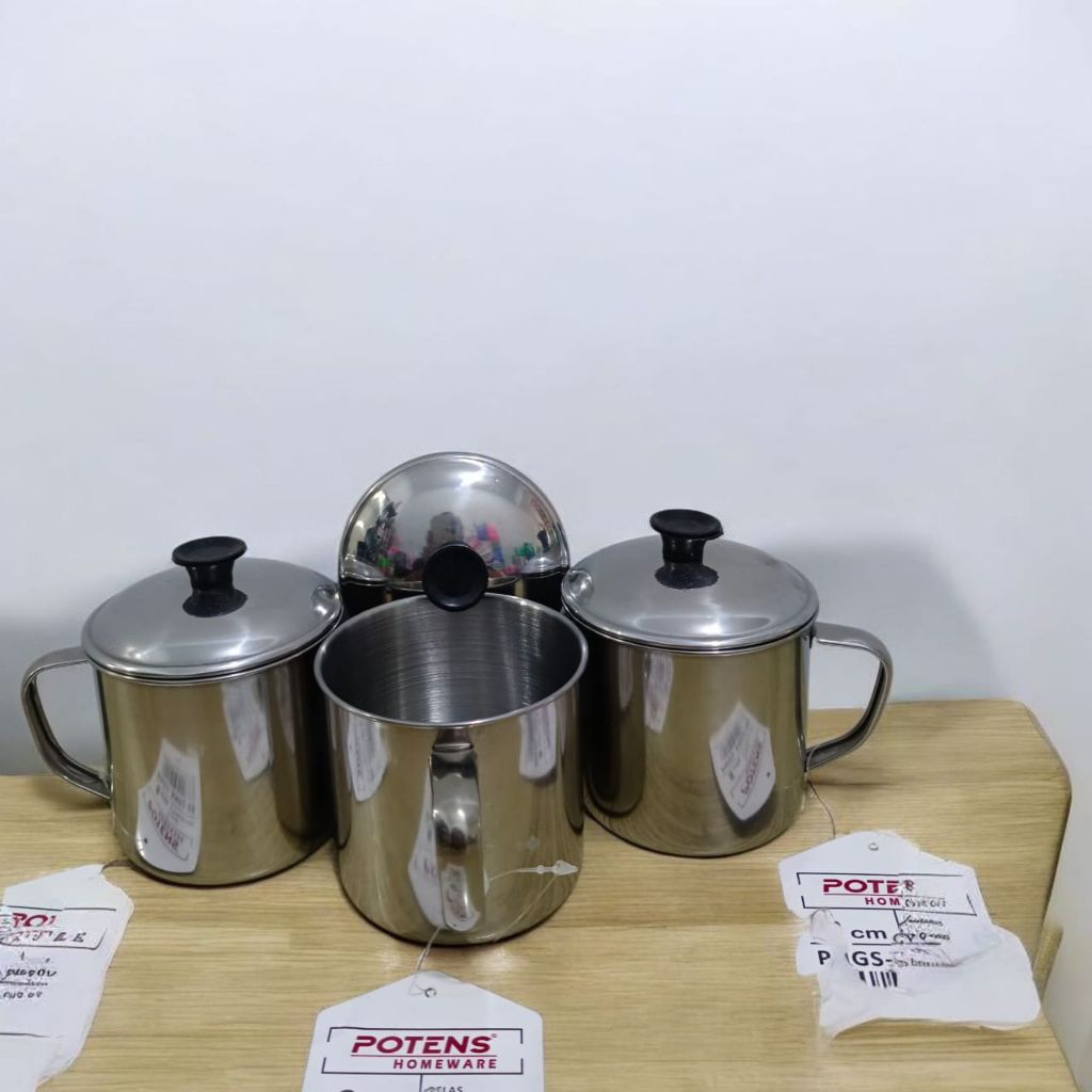 MUG STAINLESS + TUTUP / GELAS STAINLESS / GELAS TUTUP STAINLESS
