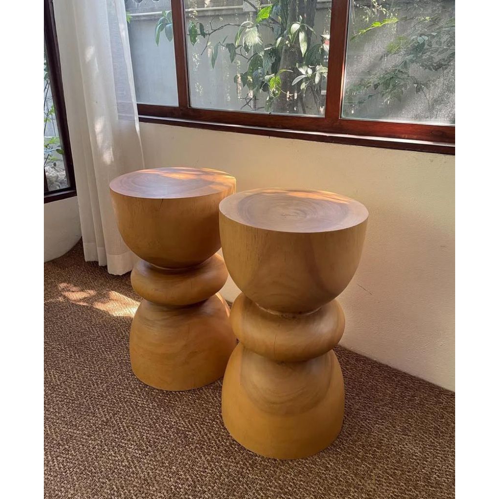 zenbell stool kayu suar trembesi/stool kayu trembesi solid bubut/stool kayu estetik/stool kayu suar/