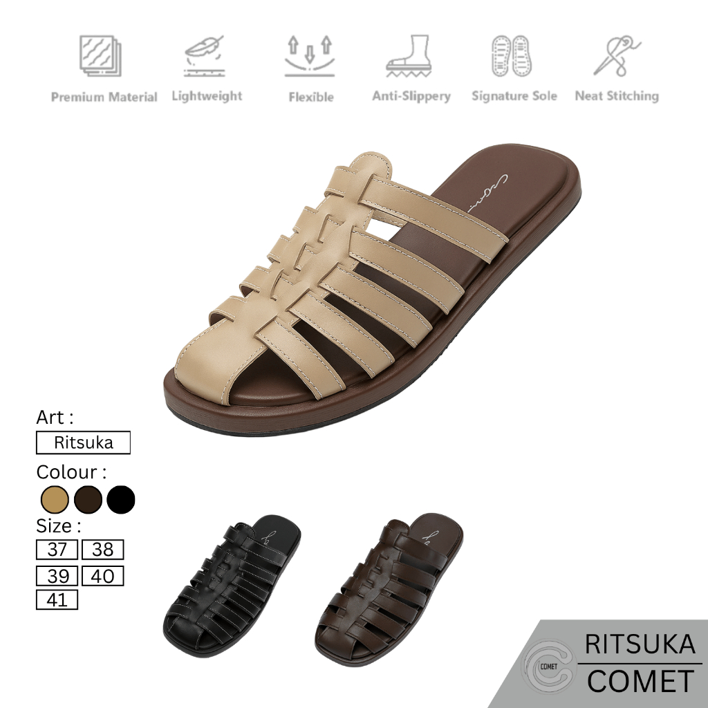 Comet - Sandal Wanita RITSUKA Sandal Flat Wanita Sandal Slop Wanita Trendy