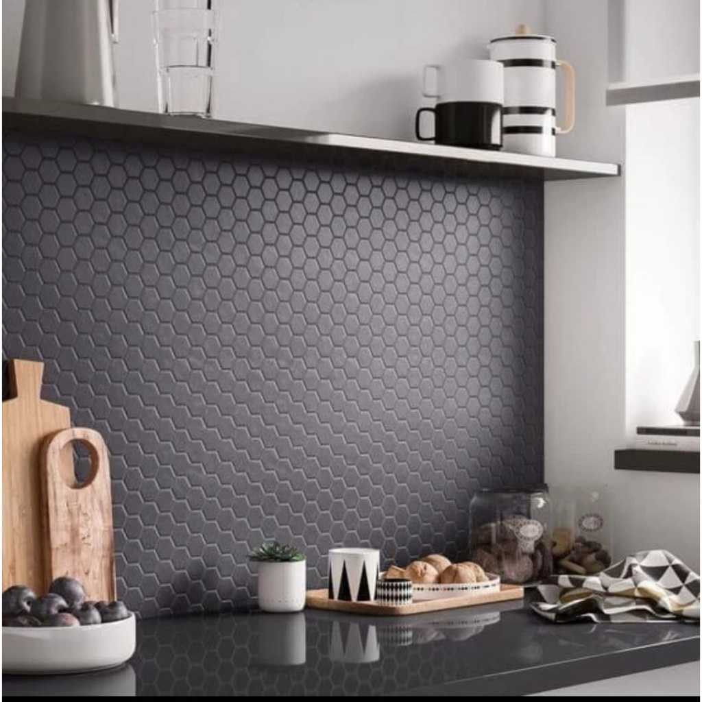 HEXAGONAL SERIES - Mosaic Singres Backsplash Dinding Dapur