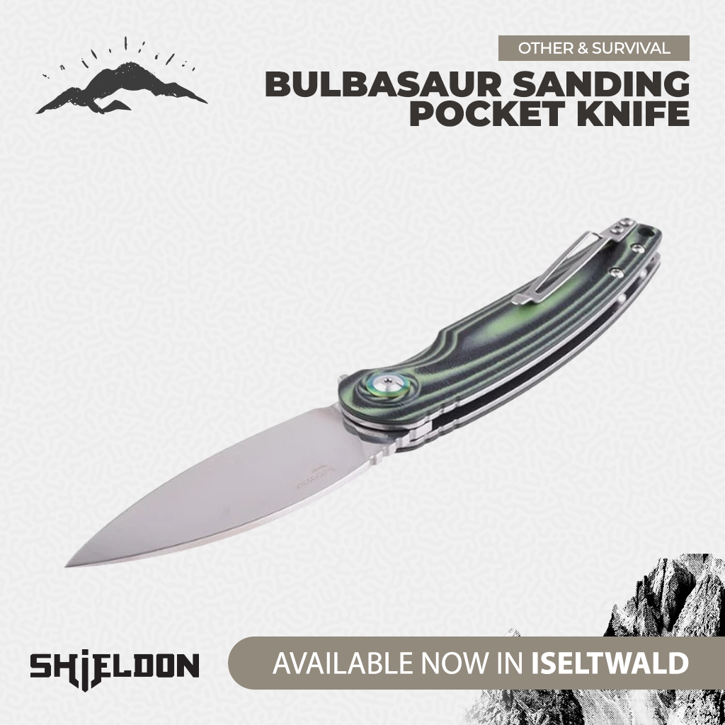 Shieldon Pisau Lipat 9061G-N Bulbasaur Sanding Pocket Knife