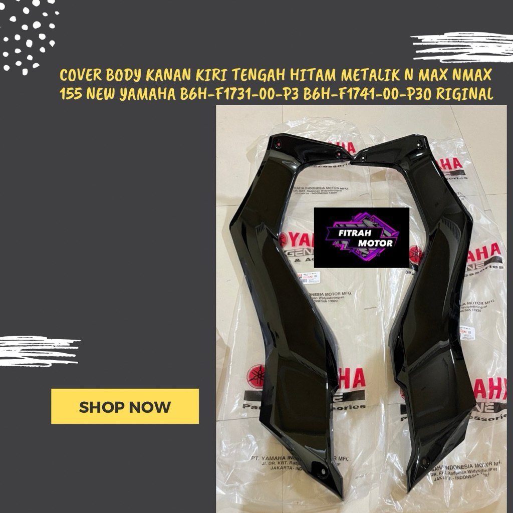 COVER BODY KANAN KIRI TENGAH HITAM METALIK N MAX NMAX 155 NEW YAMAHA B6H-F1731-00-P3 B6H-F1741-00-P3