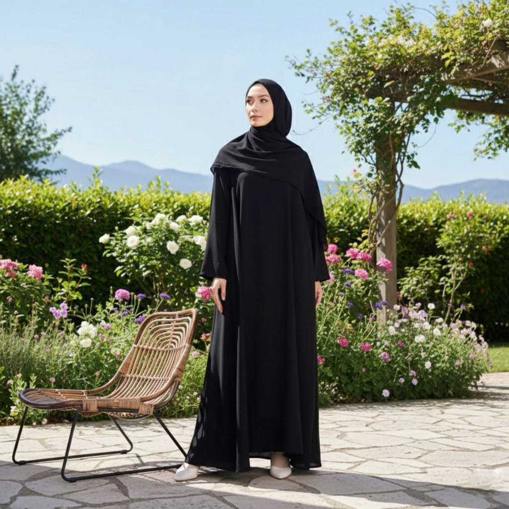 GAMIS ABAYA HITAM POLOS GAMIS WARNA POLOS DRESS TERBARU