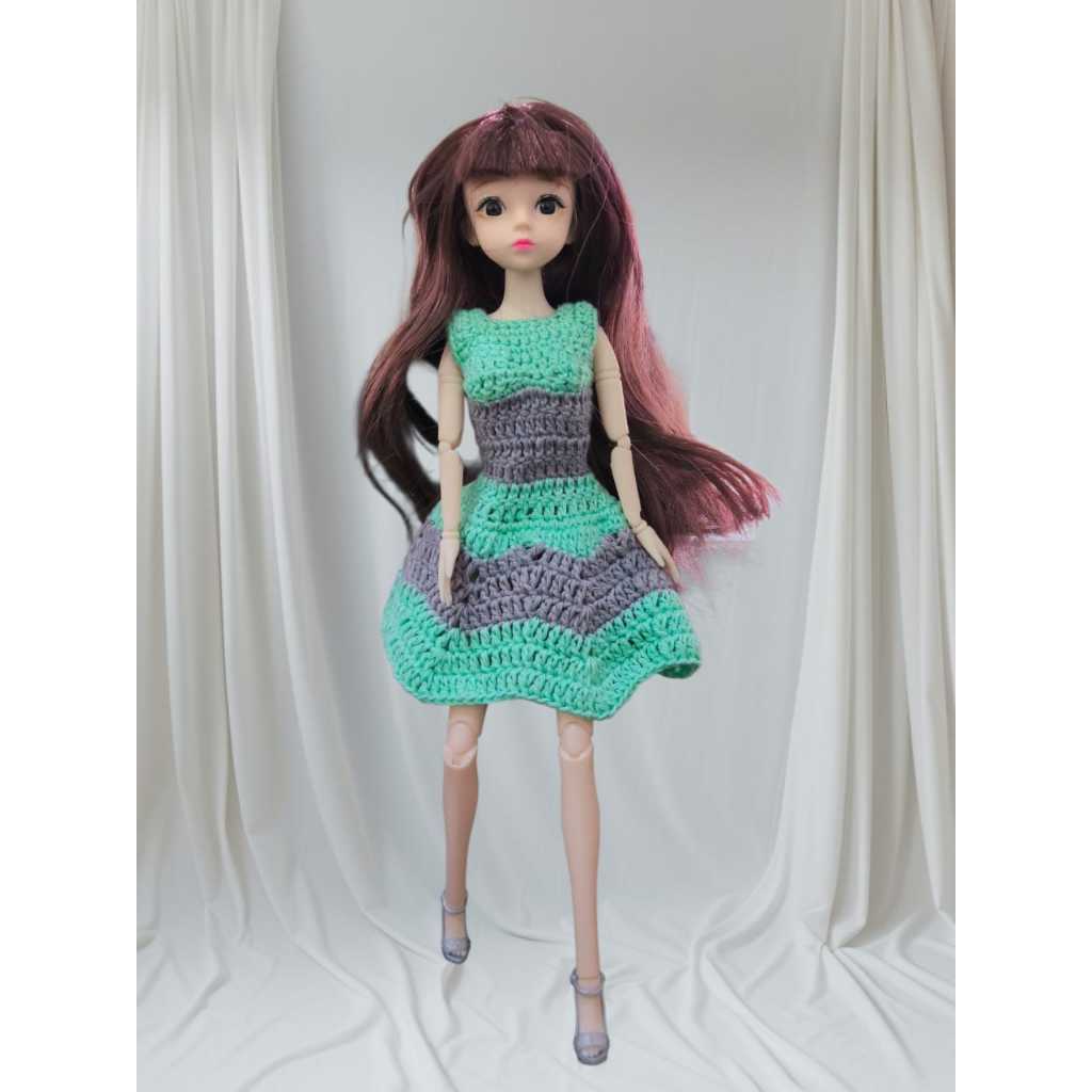 Baju Rajut Boneka Barbie, Baju boneka barbie 30 cm, baju boneka BJD 30 cm