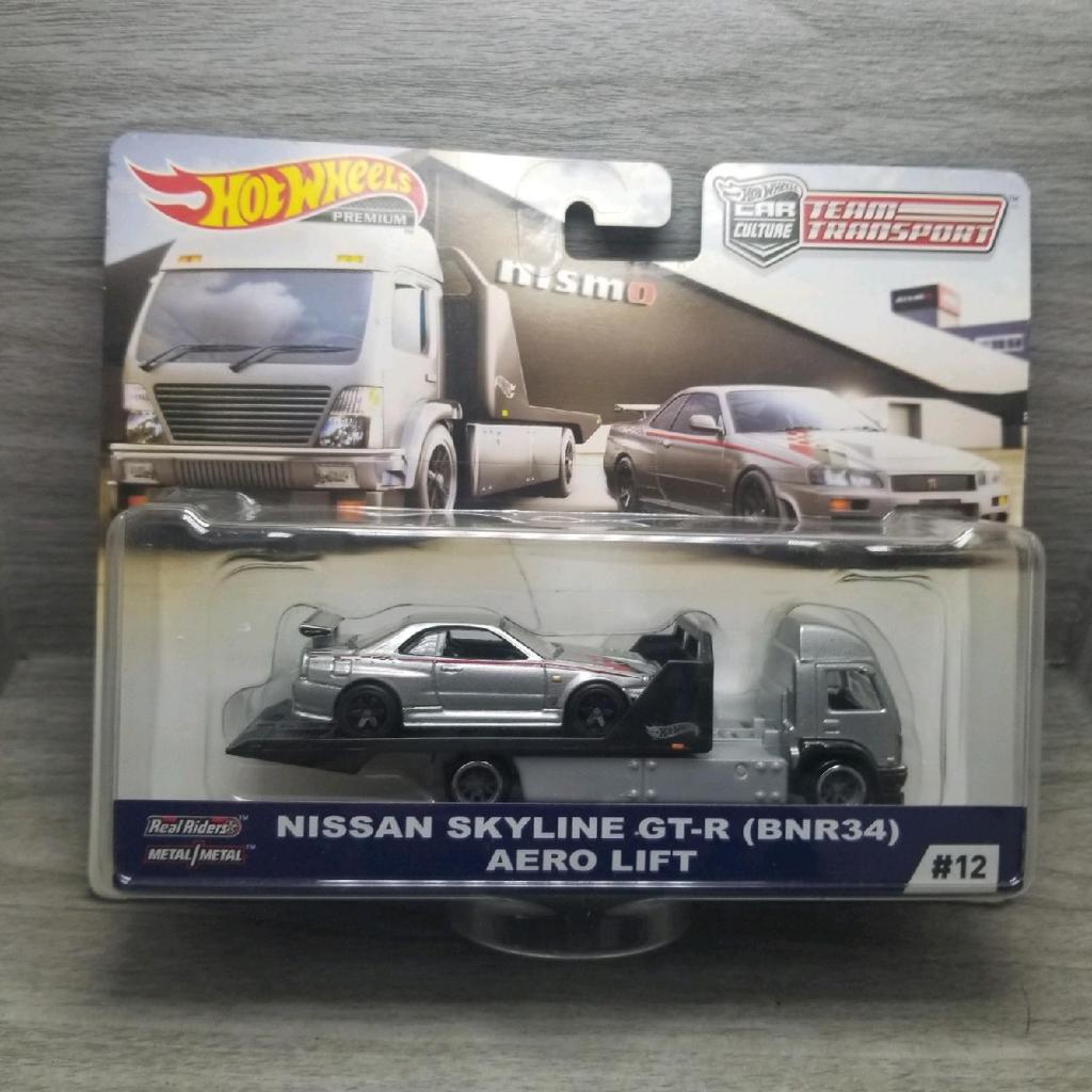 hotwheels team transport nissan skyline gt-r bnr34 aero lift