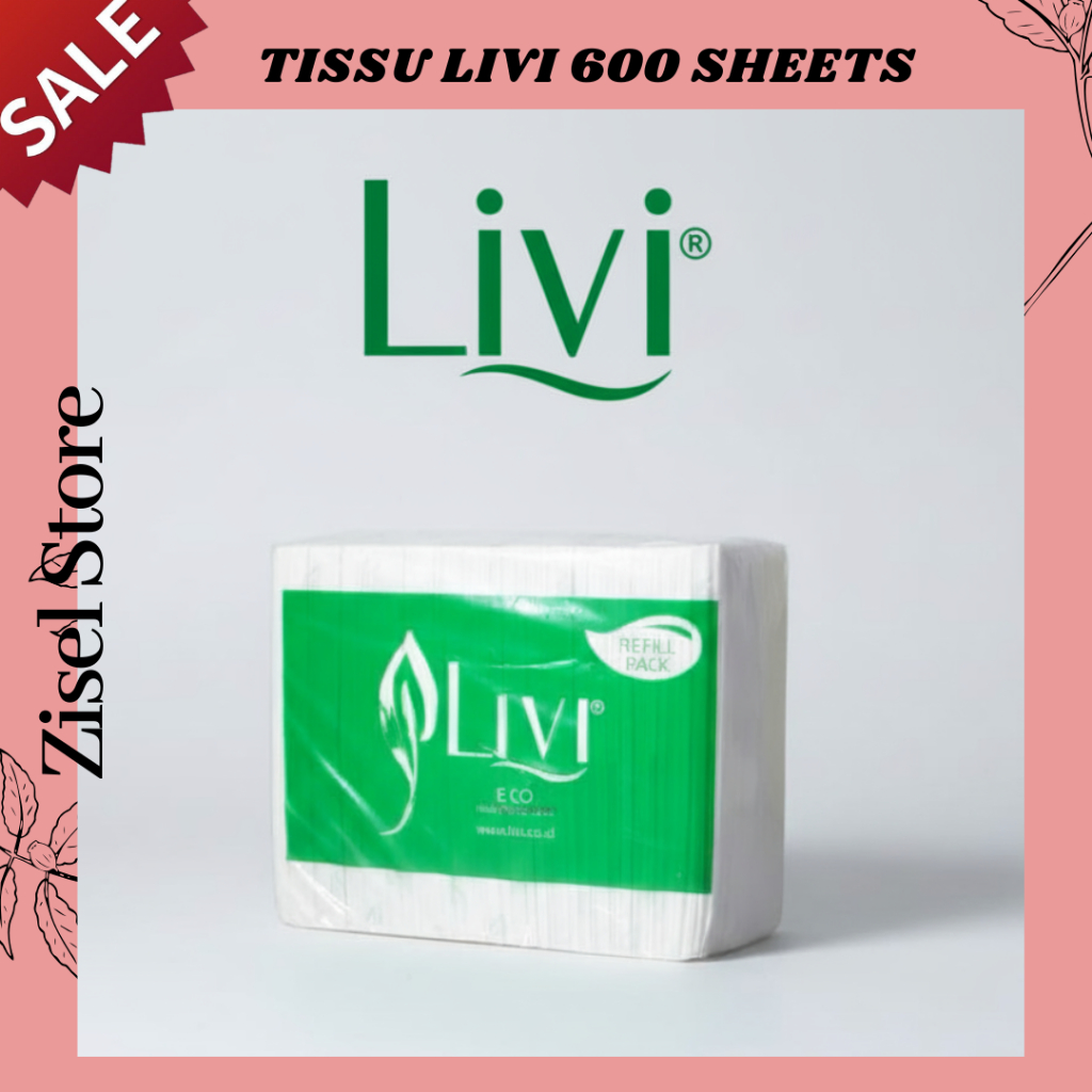 Tissue livi eco facial 600 Sheets Berat 554 gram / Tissue livi isi 600s