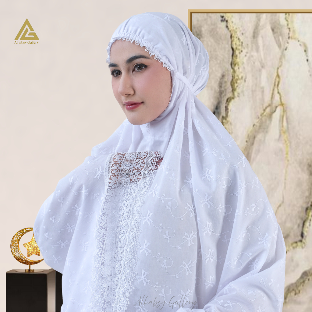 Alhamdulillah - Mukena Dewasa Premium Katun Paris Bordir Penutup Dagu Syarifah Series