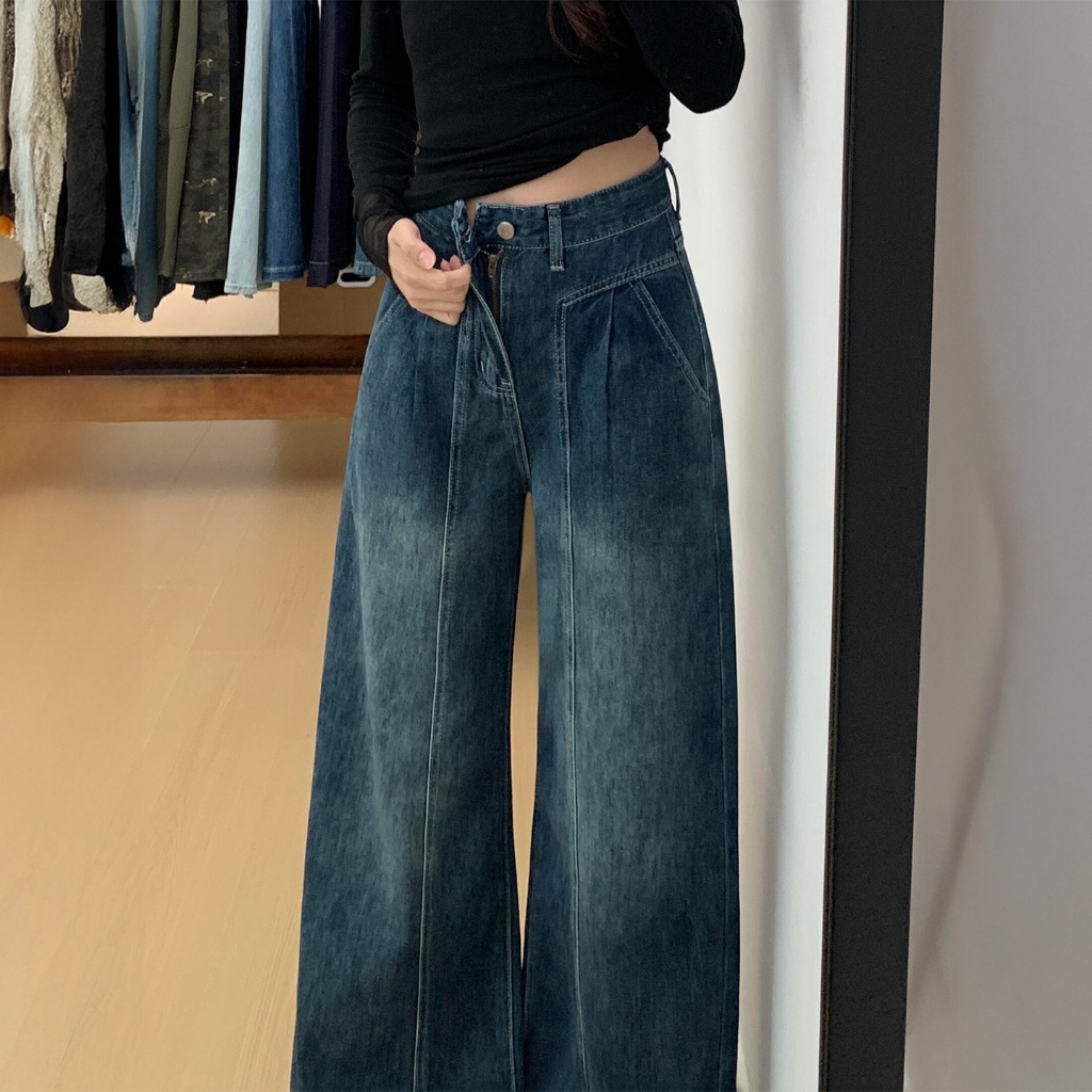 COD LULU Jeans Celana Jeans terbaru kulot Korea Biru muda pinggang tinggi--Baggy Jeans -baggy baggy