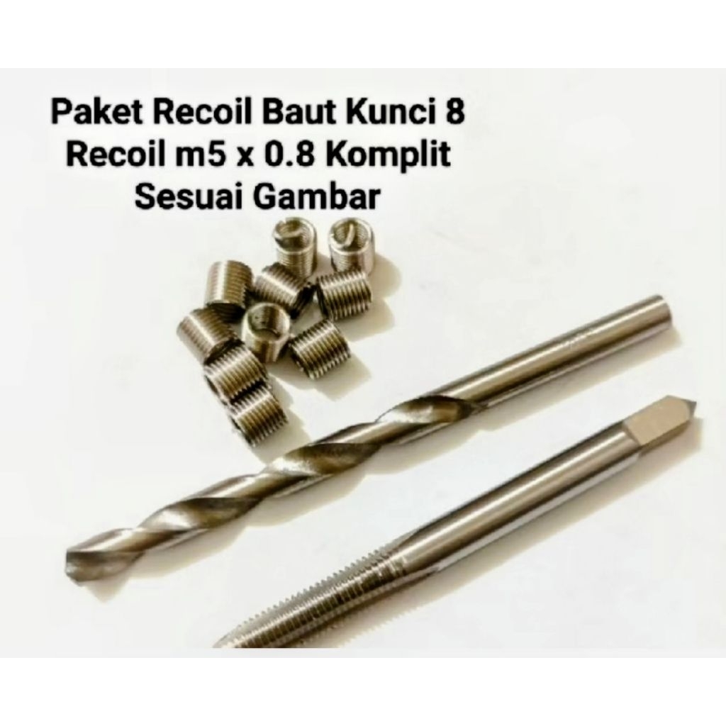 PAKET RECOIL SET BAUT KUNCI 8 KOMPLIT TAP RECOIL ,BOR RECOIL M5X0.8 ,RECOIL SET M5 X 0.8