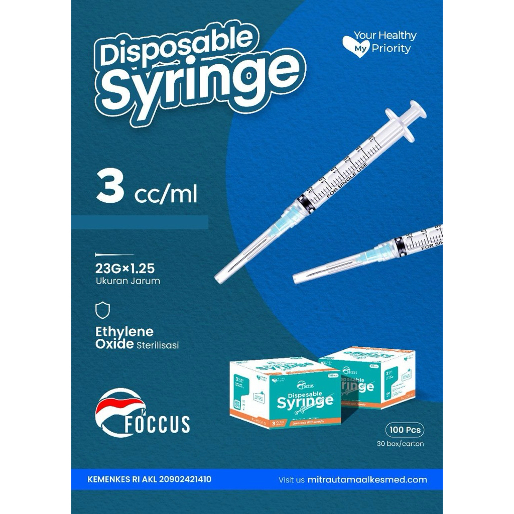 Spuit 3cc 3 cc 3ml FOCCUS Box