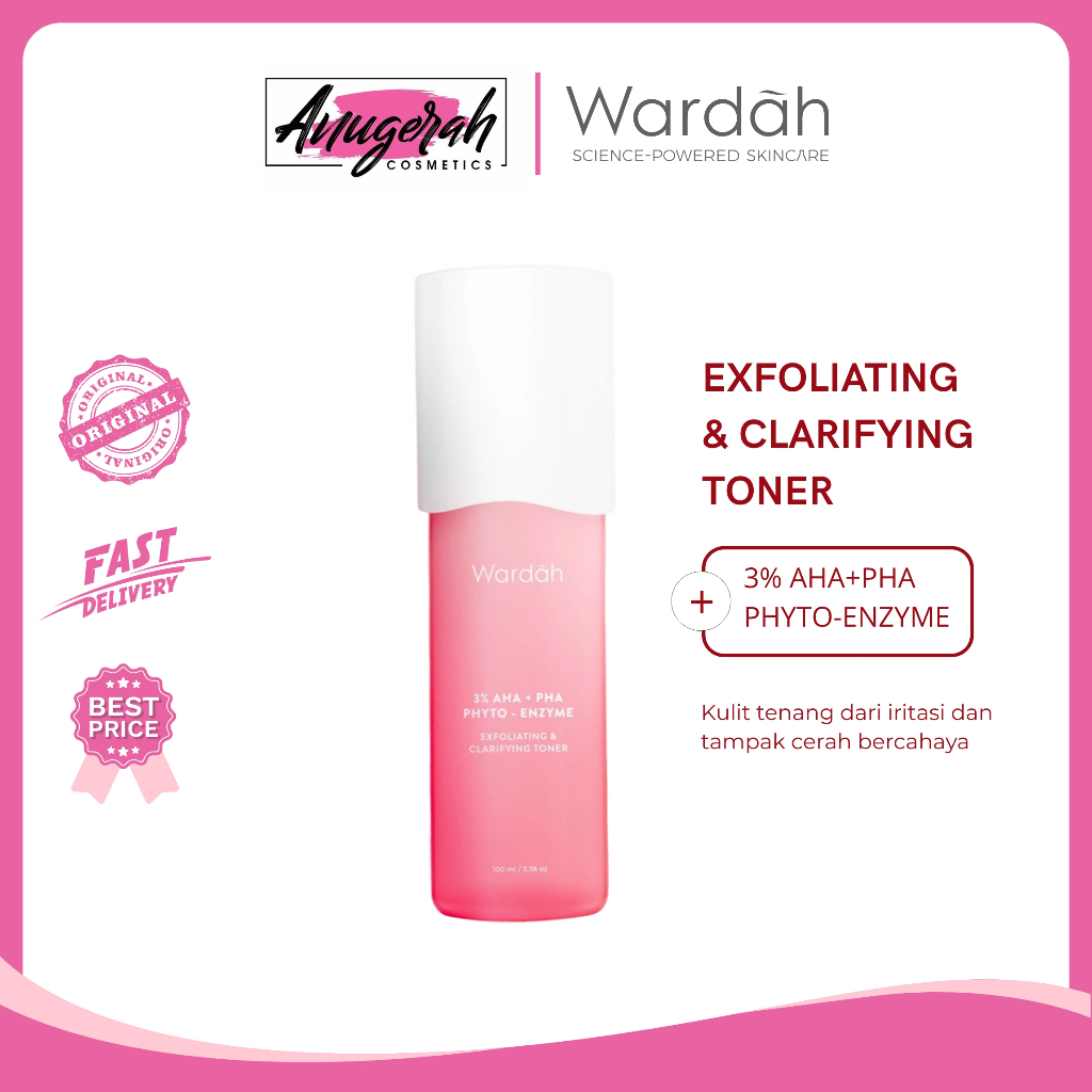Wardah 3% AHA-PHA Phyto-Enzyme Exfoliating & Clarifying Toner 100ml - Toner Eksfoliasi