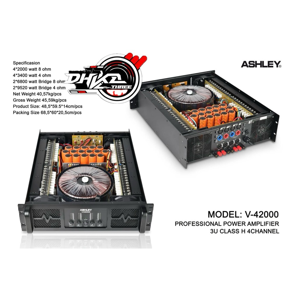POWER ASHLEY V42000 4 CHANNEL ORIGINAL / POWER ASHLEY V-42000 CLASS H 4 CHANNEL / Power Ashley V-420