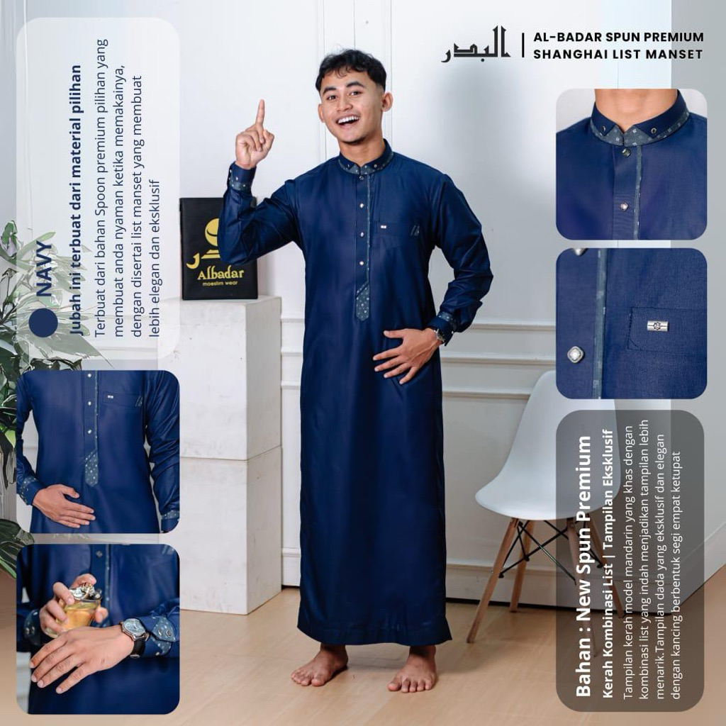 BEST SALE GAMIS PRIA AL BADAR BAHAN KATUN SPUN KANCING PREMIUM/ GAMIS PRIA TERLARIS/ GAMIS IMPORT