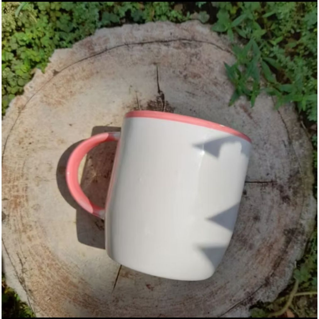 Mug Pastel White Line - Korean Style Elegance