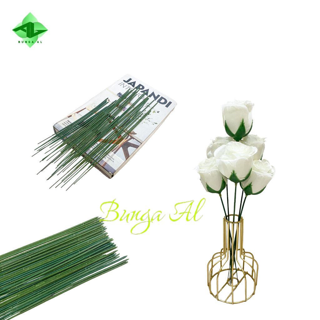 TANGKAI BUNGA KAWAT HIJAU B8061 KAWAT HIJAU BUNGA PLASTIK TANGKAI HIJAU
