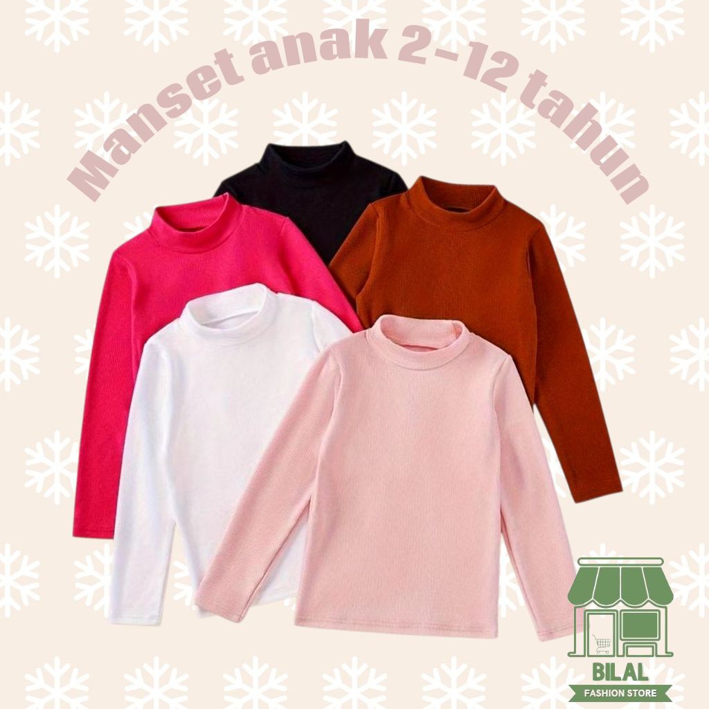 Baju Manset Anak Estimasi 2-12 Tahun Bahan Spandek Lembut Adem / Kaos Manset Polos Anak Perempuan 2-