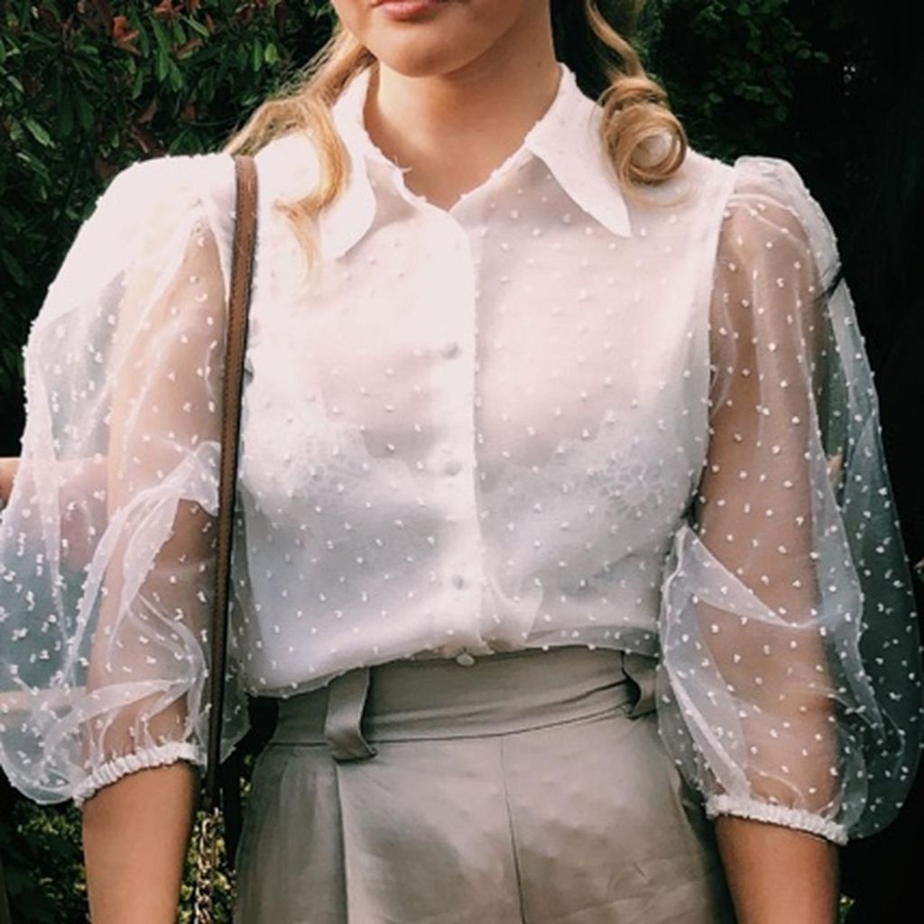 ZARA organza dot top lengan balon