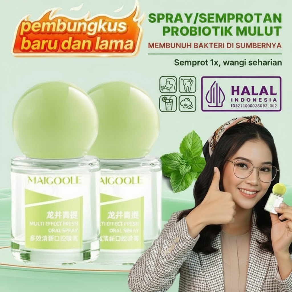 Probiotic Oral Spray - Atasi Bau Mulut Cegah Gigi Berlubang Sariawan 15ml Tahan 12 Jam Aman untuk An
