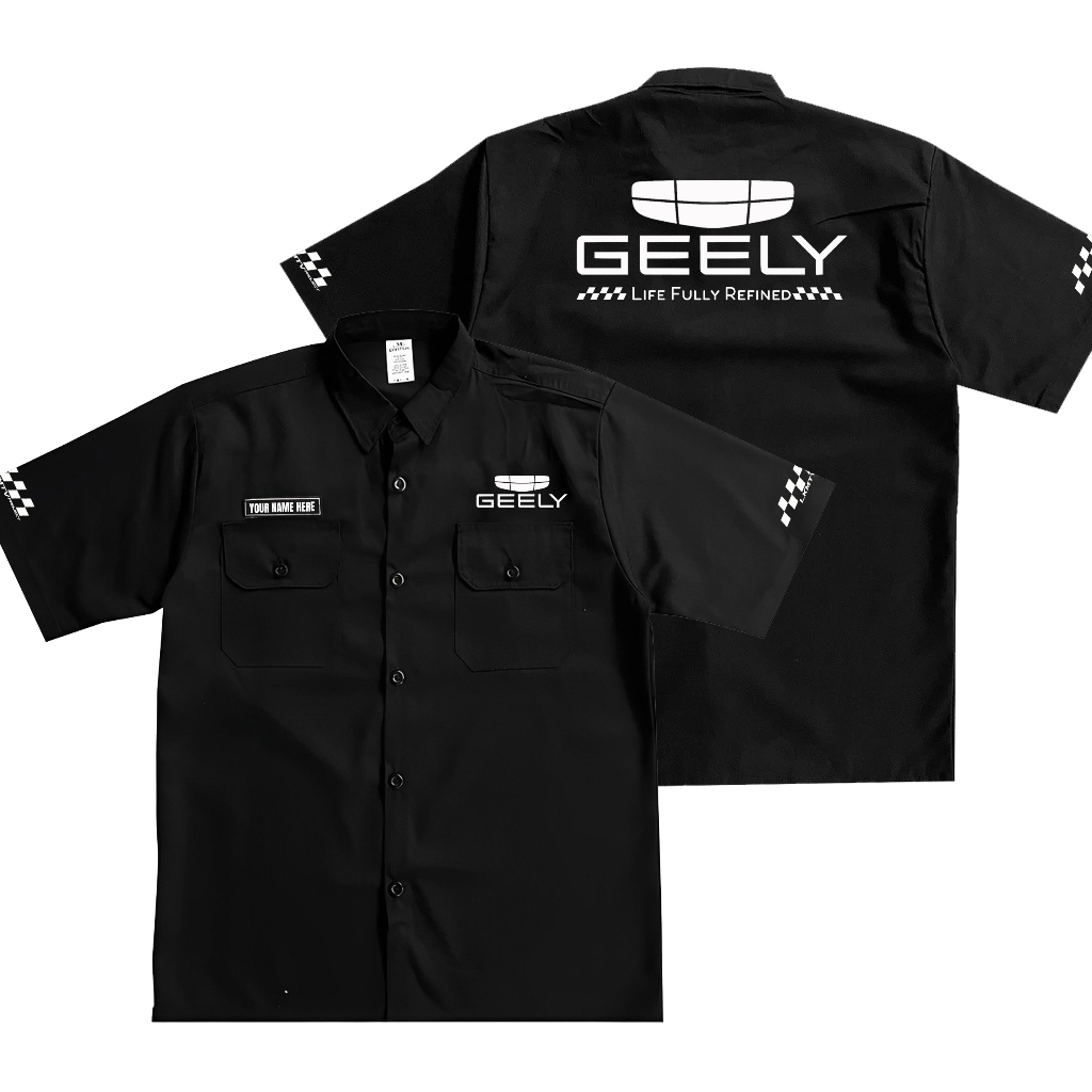 KEMEJA PDH GEELY free tambah NAMA + LOGO Cotton CVC Pique Knit 24s BY LOKOMOTIVE
