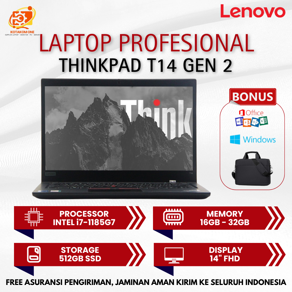 Laptop Core i7 6 Jutaan Lenovo Thinkpad T14 Core i7 - 1185G7 Ram 32GB SSD 512GB 14" FHD