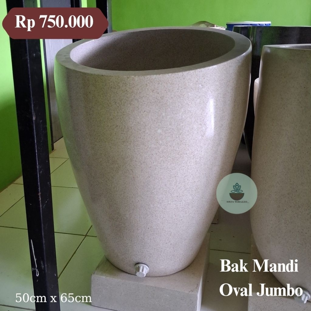 Bak Mandi Oval Besar Terazzo | Bak mandi standing handmade