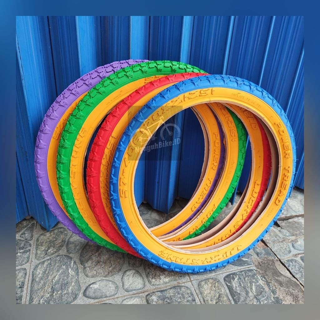 Ban Luar Sepeda Ukuran 20 x 2.125 Lucky Stone Power Tread Warna Anak BMX Lipat Mini | Best Quality