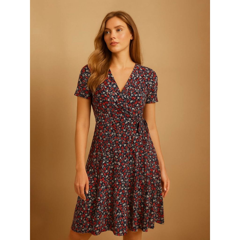 DRESS AMAZON ESSENTIALS FAUX-WRAP (LD90-120)