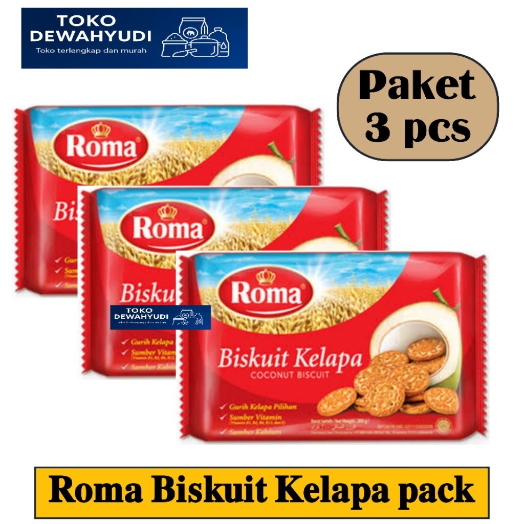 Roma Kelapa Roti Biskuit Hajatan paket 3 Pcs | Roma Kelapa Biskuit