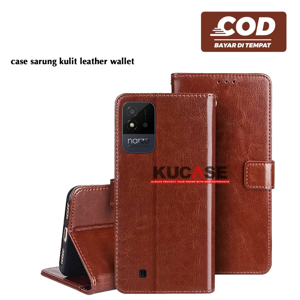 Flip Case Wallet Dompet Kulit Case Sarung buku Realme Narzo 50 5G Realme Narzo 50A Realme Narzo 50A 