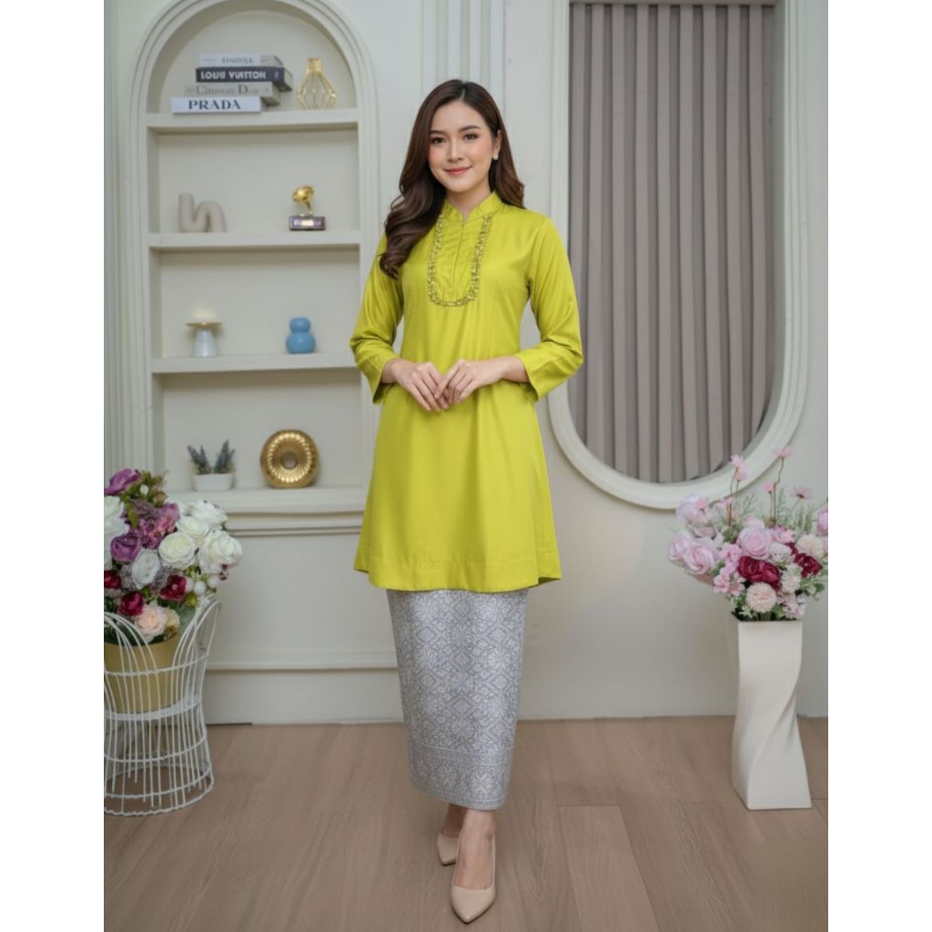 Azka.Kebaya - Setelan Kebaya Nayla - Setelan Baju Tunik Melayu + Rok Span Songket