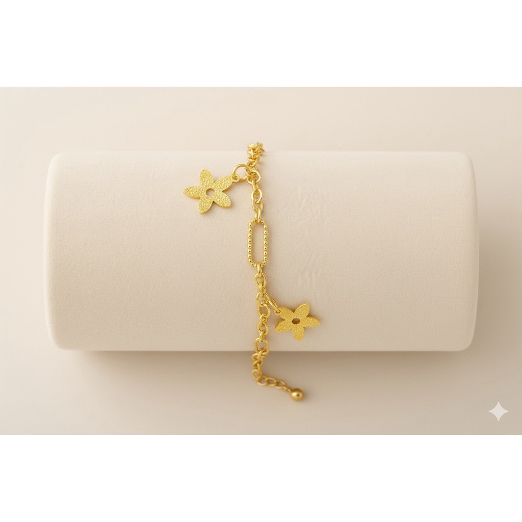 Gelang Rantai Bandul Bunga Emas Korea