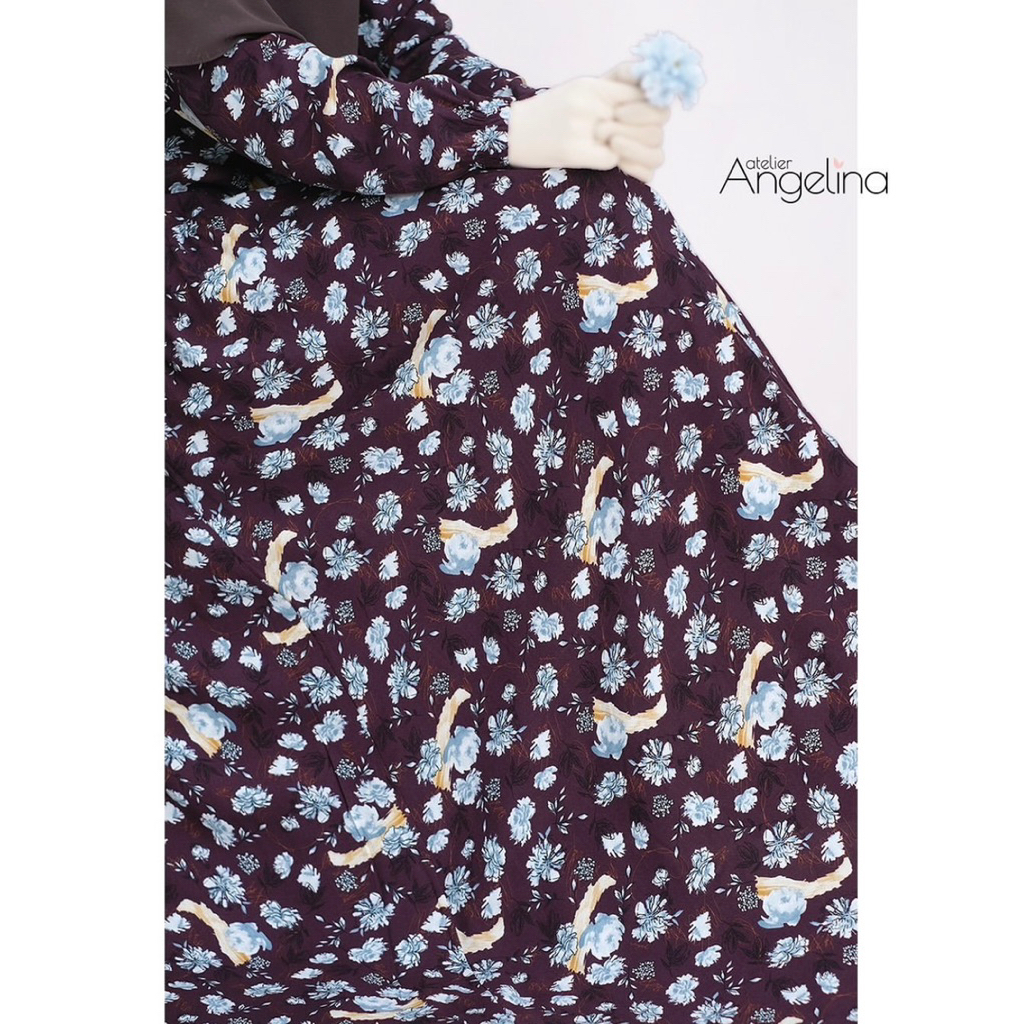 [SIAP KIRIM] BELLA DRESS OUTLINE MEADOW DARK PRUNE SIZE M L XL BY ATELIER ANGELINA