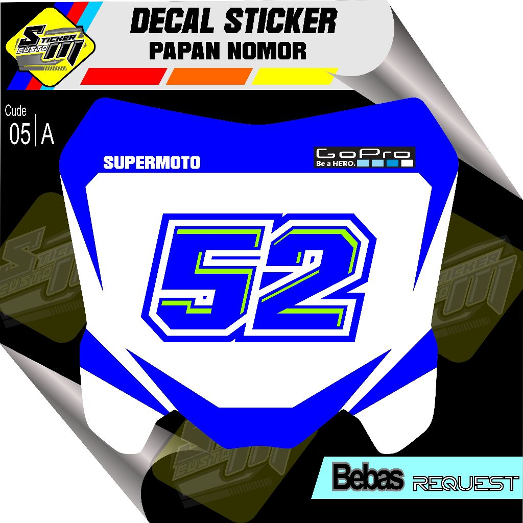 STICKER DECAL PAPAN NOMOR CRF.KLX.SUPERMOTO DLL SP 05