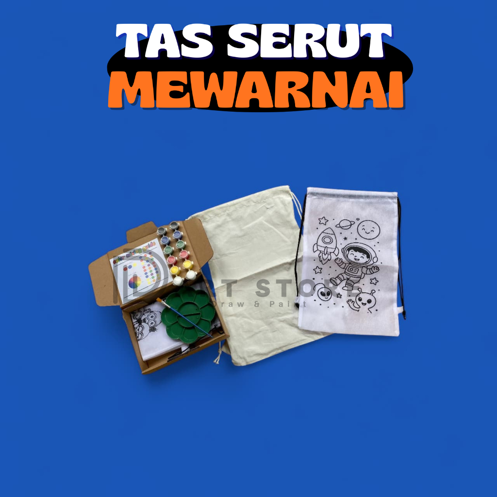 Tas serut melukis / tas serut lukis 30x40 cm / tas serut mewarnai / tas serut polos / tas serut moti