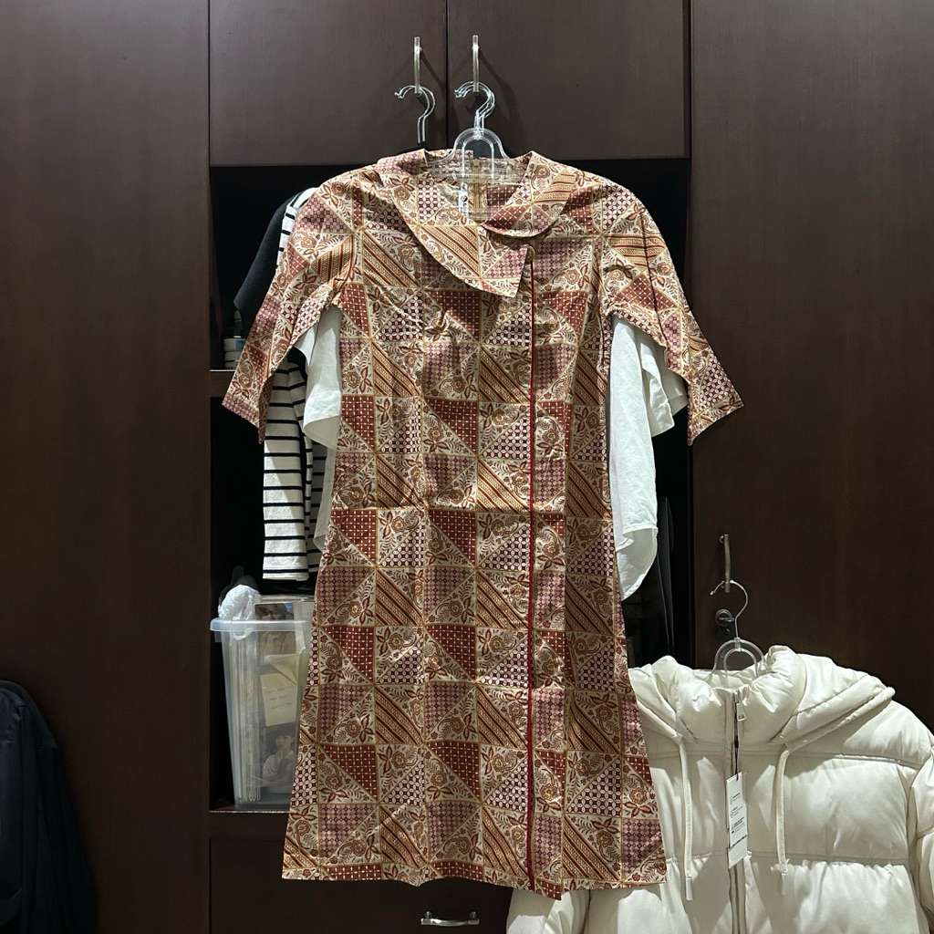 [NEW] BATIK KERIS - DRESS BATIK LENGAN PENDEK (MERAH/MAROON)