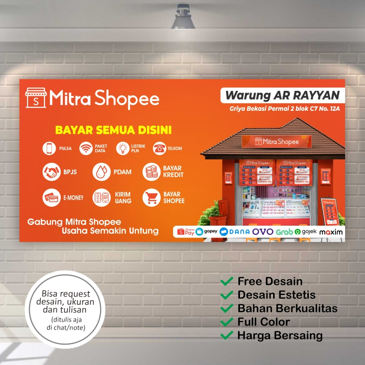 Banner Agen Mitra Shopee | Spanduk Backdrop Mitra Shopee Terbaru Bisa COD