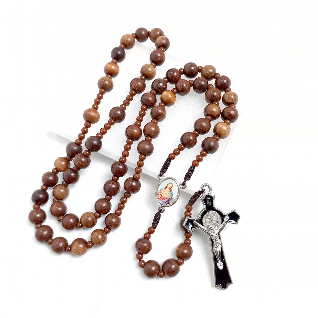 Rosario Eksklusif Kayu STIGI/ Kalung Rosario/Rosario Katolik/Kalung Salib Pria