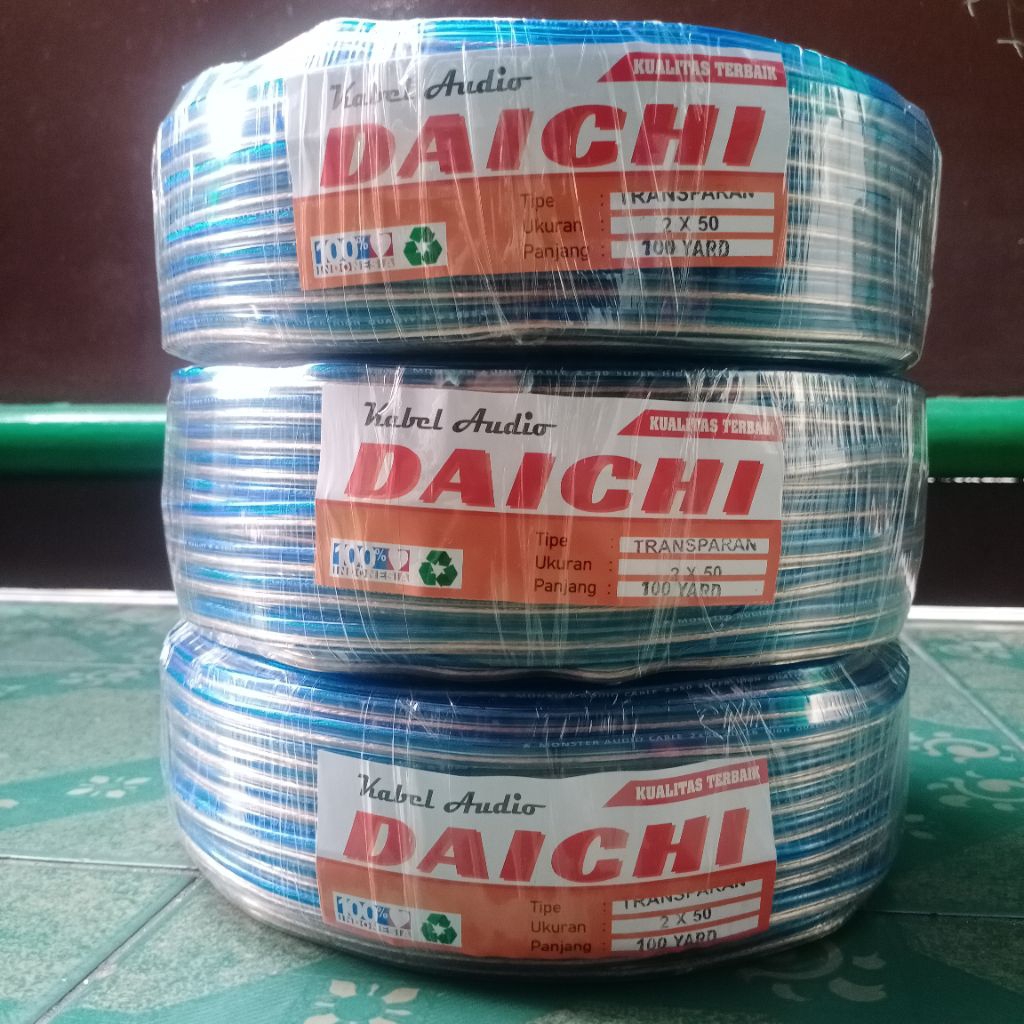 Daichi kabel listrik dan audio transparan 2x50 100 yard full body besar kabel serabut